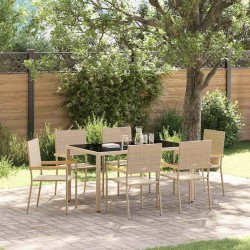 Ensemble de salle à manger pour jardin 7 pcs Beige polyrotin 546069546069