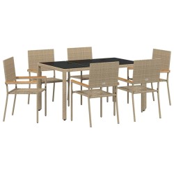 Ensemble de salle à manger pour jardin 7 pcs Beige polyrotin 546069546069