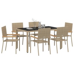 Ensemble de salle à manger pour jardin 7 pcs Beige polyrotin 546069546069
