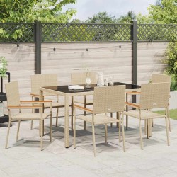 Ensemble de salle à manger pour jardin 7 pcs Beige polyrotin 546069546069