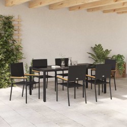 Ensemble de salle à manger pour jardin 7 pcs Noir polyrotin 546070546070