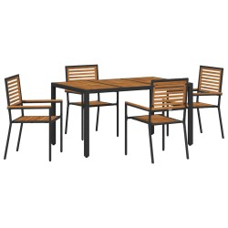 Ensemble de salle à manger pour jardin 5 pcs Noir et Marron 546071546071