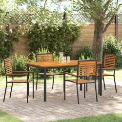 Ensemble de salle à manger pour jardin 5 pcs Noir et Marron 546073546073