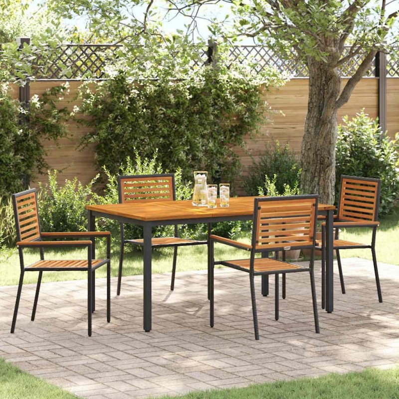 Ensemble de salle à manger pour jardin 5 pcs Noir et Marron 546073546073