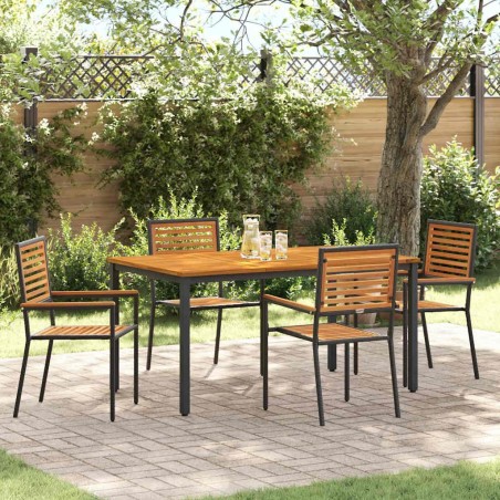 Ensemble de salle à manger pour jardin 5 pcs Noir et Marron 546073546073