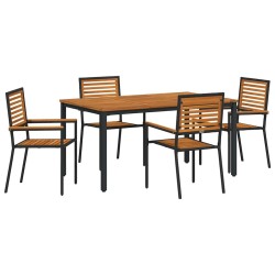 Ensemble de salle à manger pour jardin 5 pcs Noir et Marron 546073546073