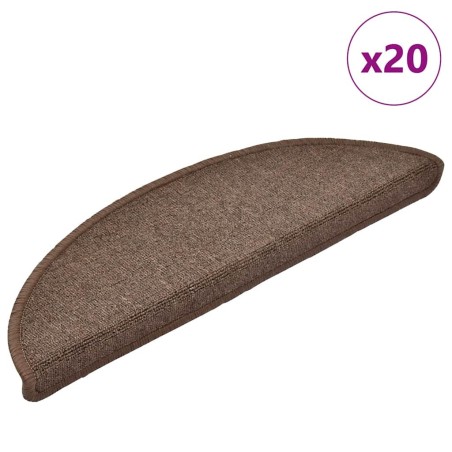 Tapis d'escalier 20 pièces 56x17x3 cm Marron café Demi-rond 546078546078