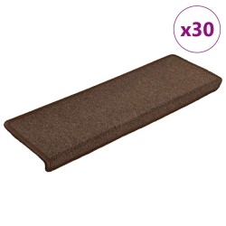 Tapis d'escalier 30 pièces 65 x 21 x 4 cm Marron café Bord rectangulaire 546093546093