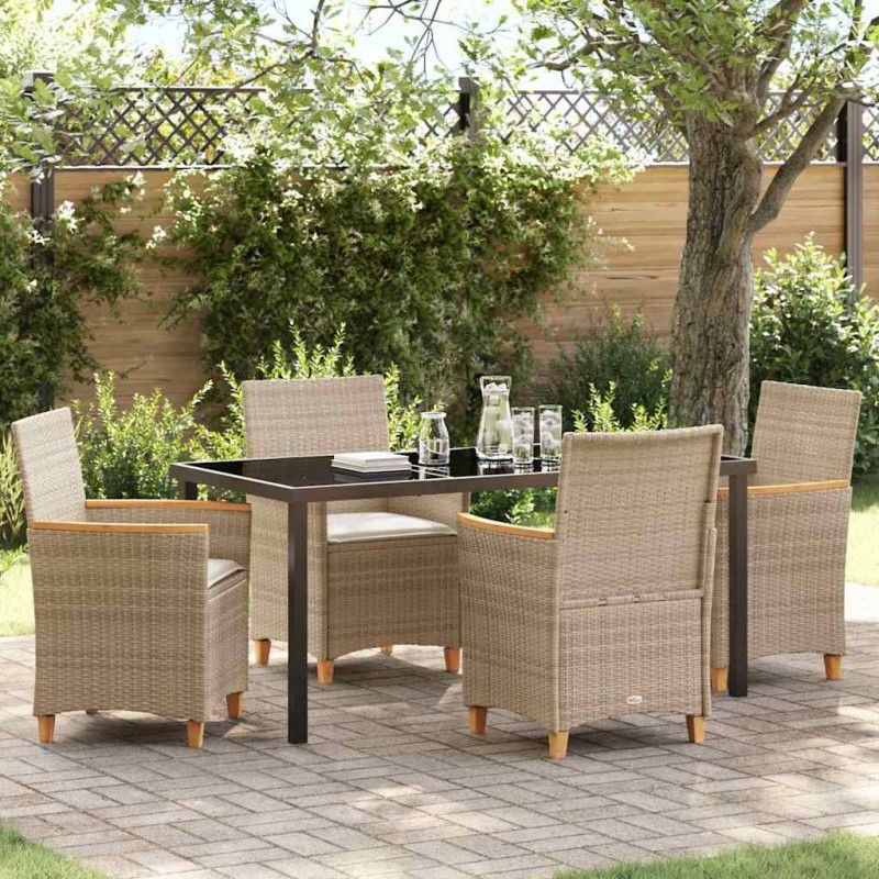 Ensemble de salle à manger pour jardin 5 pcs Beige polyrotin 546096546096