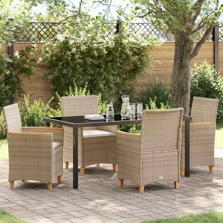 Ensemble de salle à manger pour jardin 5 pcs Beige polyrotin 546096546096