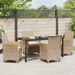 Ensemble de salle à manger pour jardin 5 pcs Beige polyrotin 546096546096
