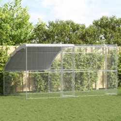 Cage à poules 2 pcs Argenté 400 x 200 x 200 cm Acier et PE 546097546097