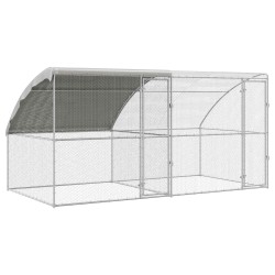 Cage à poules 2 pcs Argenté 400 x 200 x 200 cm Acier et PE 546097546097
