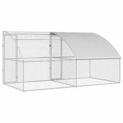 Cage à poules 2 pcs Argenté 400 x 200 x 200 cm Acier et PE 546097546097