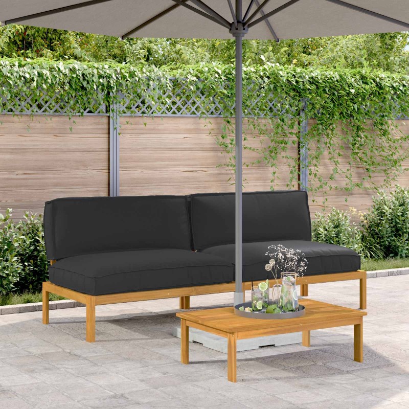 Ensemble de Canapés Uni 2 pcs Noir Bois d'Acacia Massif 546099546099