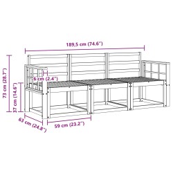 Ensemble de canapés d'extérieur 3 pcs Naturel 546138546138