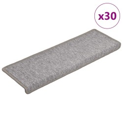 Tapis d'escalier 30 pièces 65 x 21 x 4 cm Gris clair Bord rectangulaire 546143546143