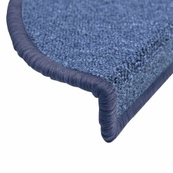 Tapis d'escalier 30 pièces 56 x 17 x 3 cm Bleu Demi-rond 546173546173