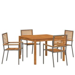 Ensemble de salle à manger pour jardin 5 pcs Gris 546184546184