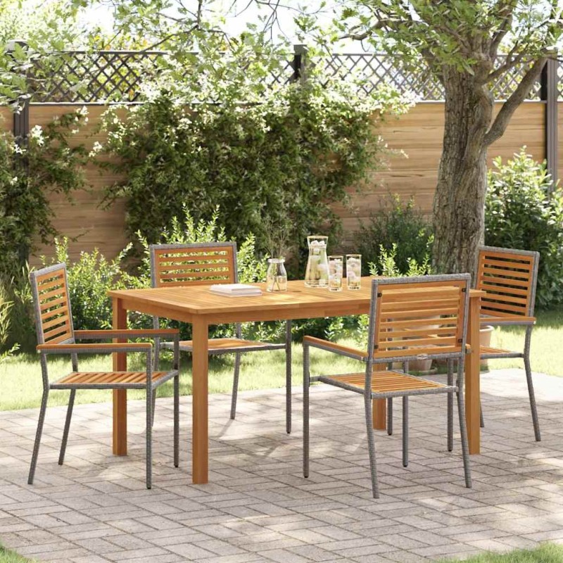 Ensemble de salle à manger pour jardin 5 pcs Gris 546185546185