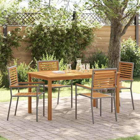 Ensemble de salle à manger pour jardin 5 pcs Gris 546185546185
