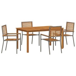 Ensemble de salle à manger pour jardin 5 pcs Gris 546185546185