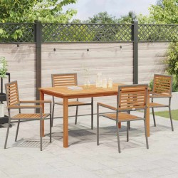 Ensemble de salle à manger pour jardin 5 pcs Gris 546185546185