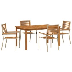 Ensemble de salle à manger pour jardin 5 pcs Beige 546186546186
