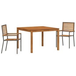 Ensemble de salle à manger pour jardin 3 pcs Gris 546188546188