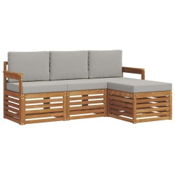 Ensemble de canapés d'extérieur 4 pcs Gris Naturel et Clair 546230546230