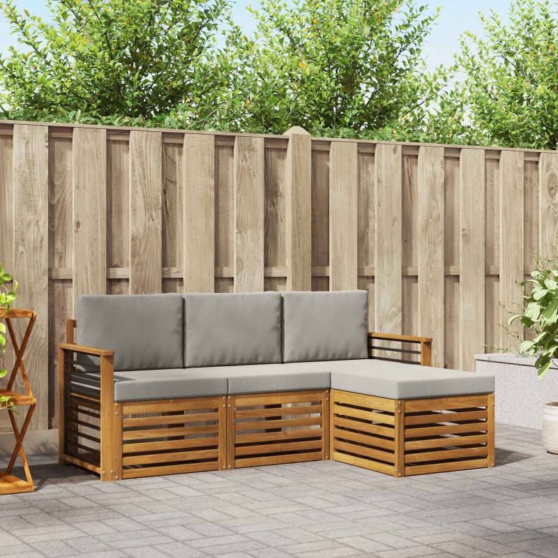 Ensemble de canapés d'extérieur 4 pcs Gris Naturel et Clair 546234546234