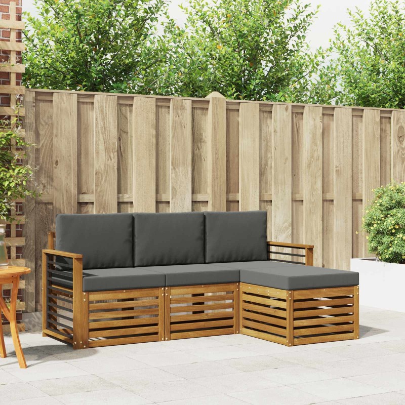 Ensemble de canapés d'extérieur 4 pcs Naturel et Anthracite 546235546235