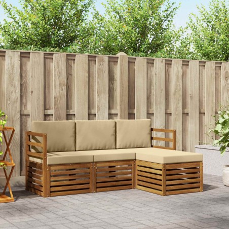 Ensemble de canapés d'extérieur 4 pcs Naturel et Beige 546246546246