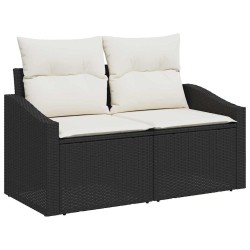 Ensemble de canapé de jardin avec coussin 6 pcs Noir Poly rotin 546268546268