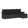 Ensemble de canapé de jardin avec coussin 5 pcs Noir Poly rotin 546299546299