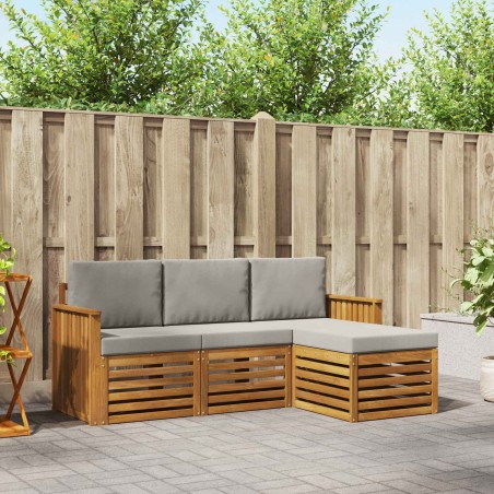 Ensemble de canapés d'extérieur 4 pcs Gris Naturel et Clair 546385546385