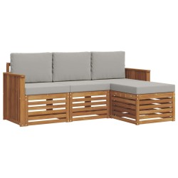 Ensemble de canapés d'extérieur 4 pcs Gris Naturel et Clair 546385546385