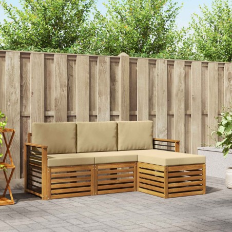 Ensemble de canapés d'extérieur 4 pcs Naturel et Beige 546404546404