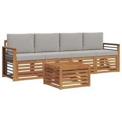 Ensembles de canapés avec coussin 5 pcs Gris Naturel et Clair 546419546419