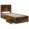 Cadre de lit avec tiroir Chêne fumé 75 x 190 cm Bois Ingénierie 546426546426