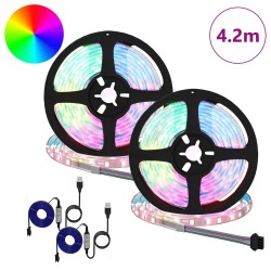 Bande LED 2 pcs Noir et Transparent 210 x 0,8 x 0,3 cm 546748546748