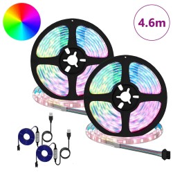 Bande LED 2 pcs Noir et Transparent 2300 mm Cuivre et plastique 546761546761