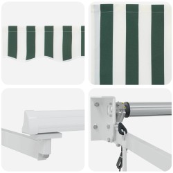 Auvent rétractable électrique Vert et blanc 3 x 2,5 m 546846546846