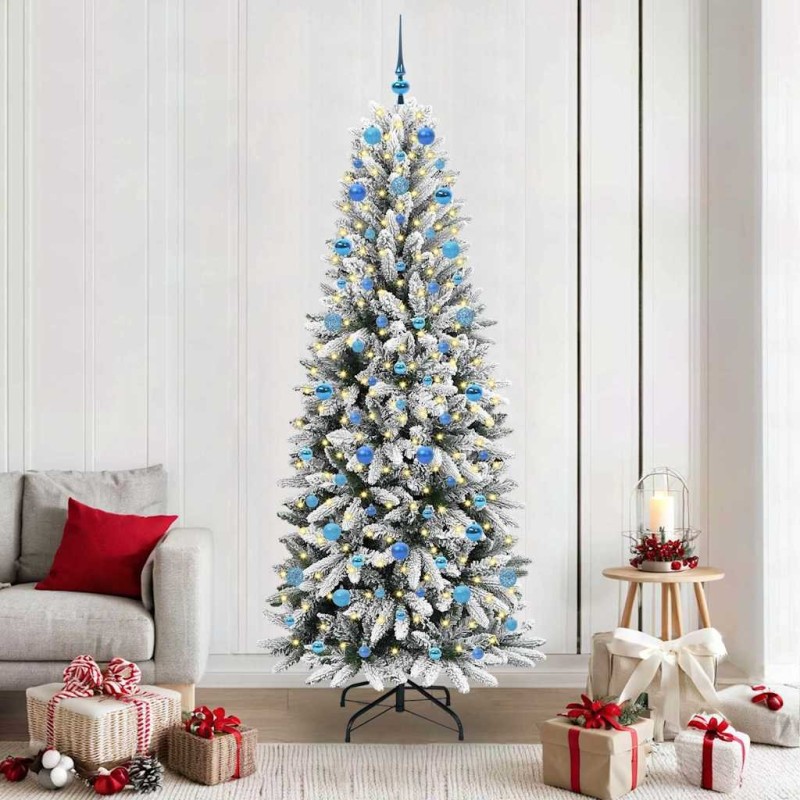 Sapin de Noël artificiel avec 300 LED avec support Blanc 210 cm 546894546894