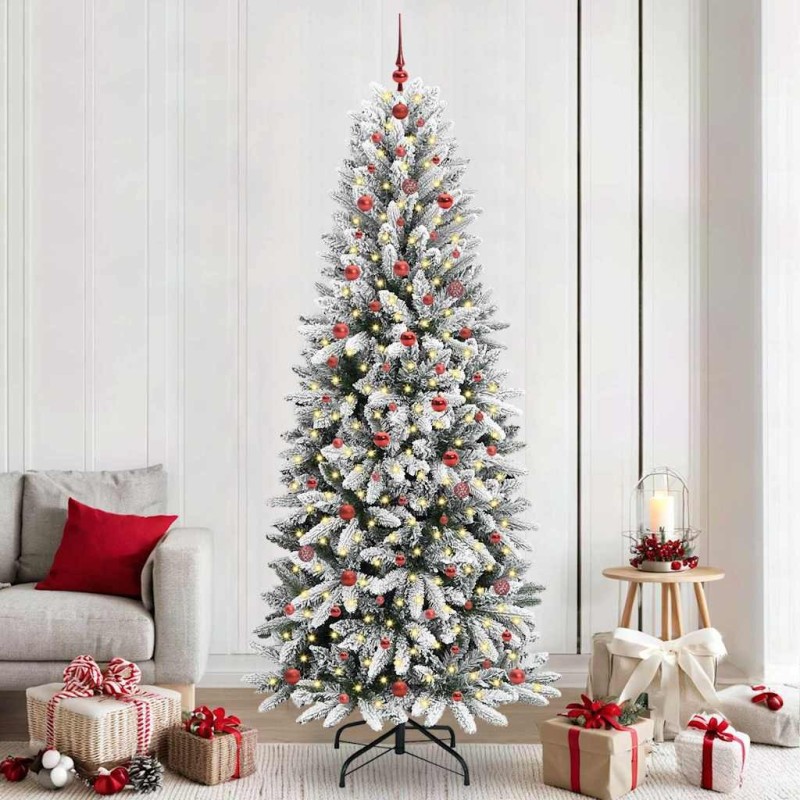Sapin de Noël artificiel avec 300 LED avec support Blanc 240 cm 546896546896
