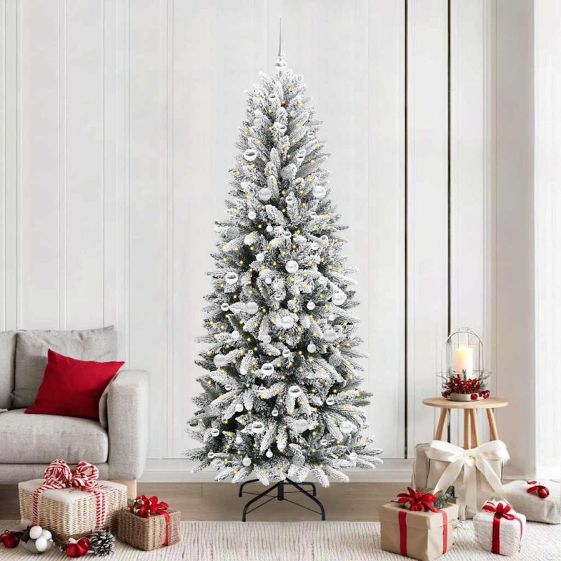 Sapin de Noël artificiel avec 300 LED avec support Blanc 210 cm 546929546929