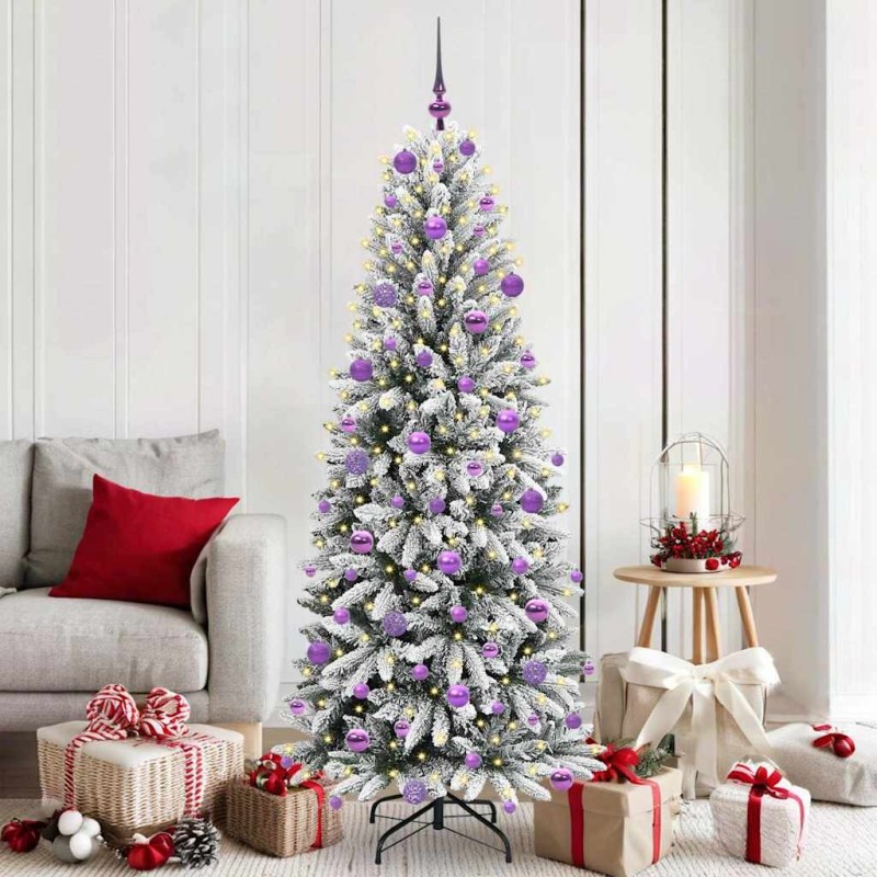 Sapin de Noël artificiel avec 300 LED avec support Blanc 180 cm 546932546932