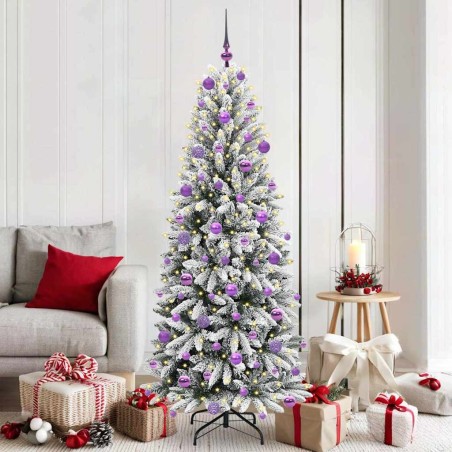 Sapin de Noël artificiel avec 300 LED avec support Blanc 180 cm 546932546932