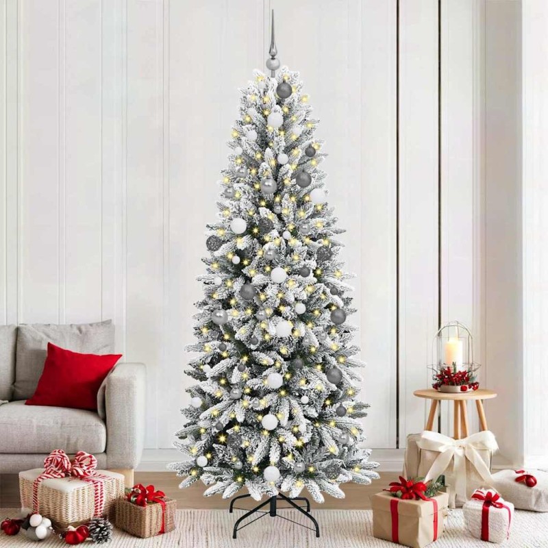 Sapin de Noël artificiel avec 300 LED avec support Blanc 210 cm 546934546934
