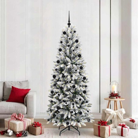 Sapin de Noël artificiel avec 300 LED avec support Blanc 210 cm 546935546935